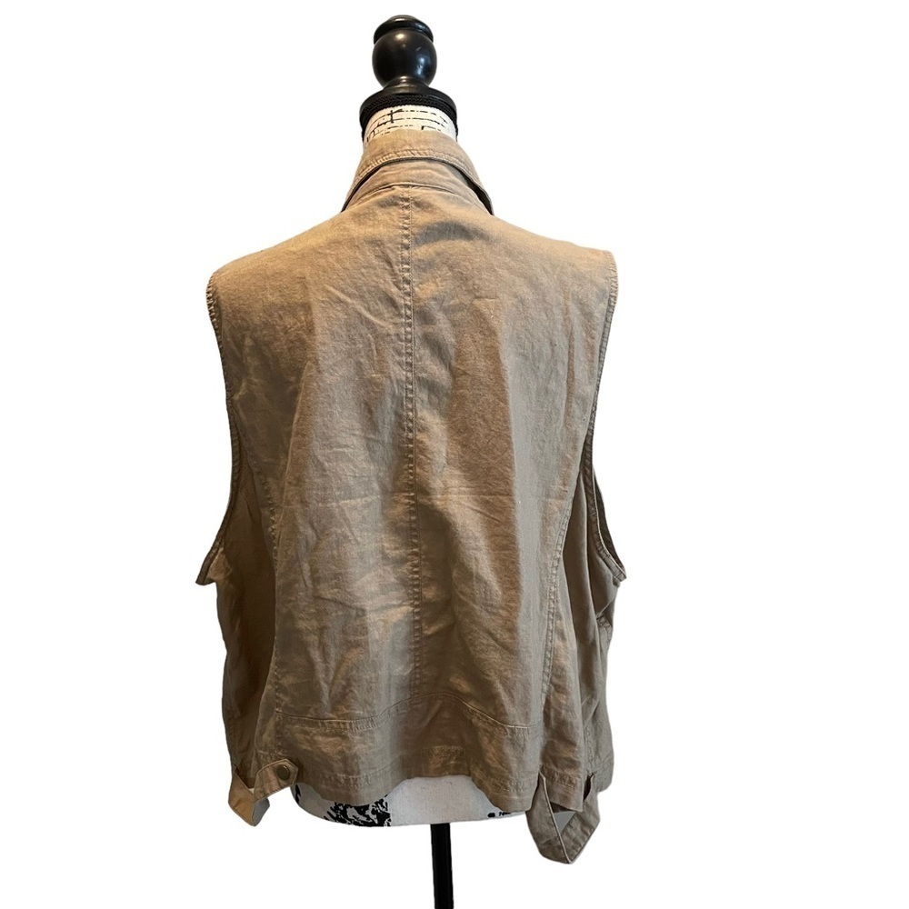 Maurices Asymmetrical Zip Vest Tan Brown Khaki Plus Size 3XL Safari Linen NWT - Picture 4 of 16